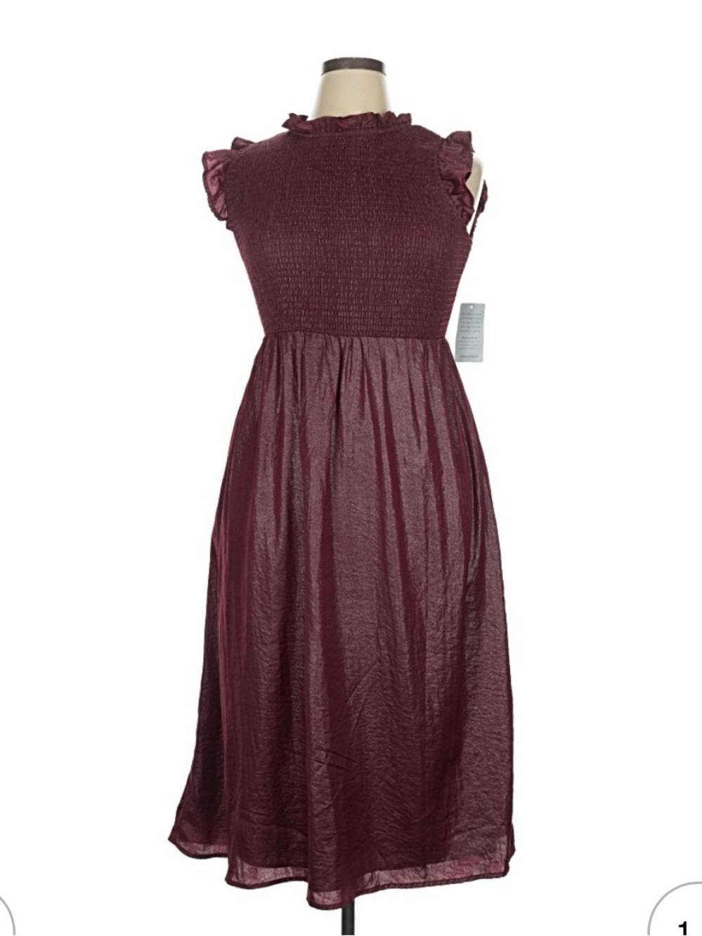MELLODAY Wine Ruffle-Shoulder Sleeveless Midi Dress